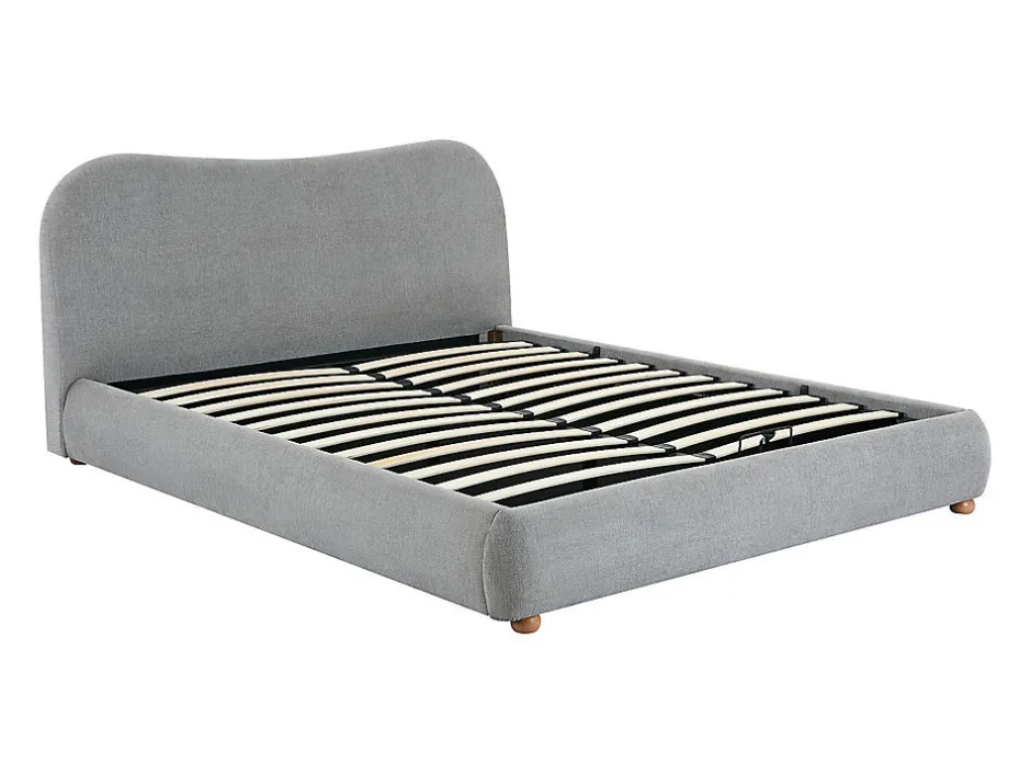 Vente-unique Lit coffre 180 x 200 cm - Tissu - Gris clair + Matelas - VANARI