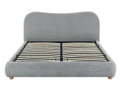 Vente-unique Lit coffre 180 x 200 cm - Tissu - Gris clair + Matelas - VANARI