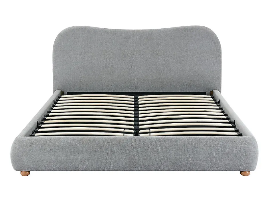 Vente-unique Lit coffre 180 x 200 cm - Tissu - Gris clair + Matelas - VANARI