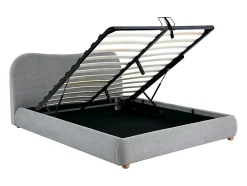 Vente-unique Lit coffre 180 x 200 cm - Tissu - Gris clair + Matelas - VANARI