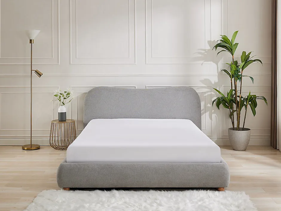 Vente-unique Lit coffre 180 x 200 cm - Tissu - Gris clair + Matelas - VANARI