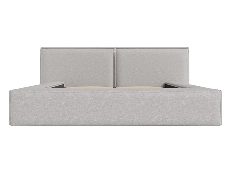 Vente-unique Lit coffre 140 x 190 cm - Tissu - Gris clair - TIMANO Sale