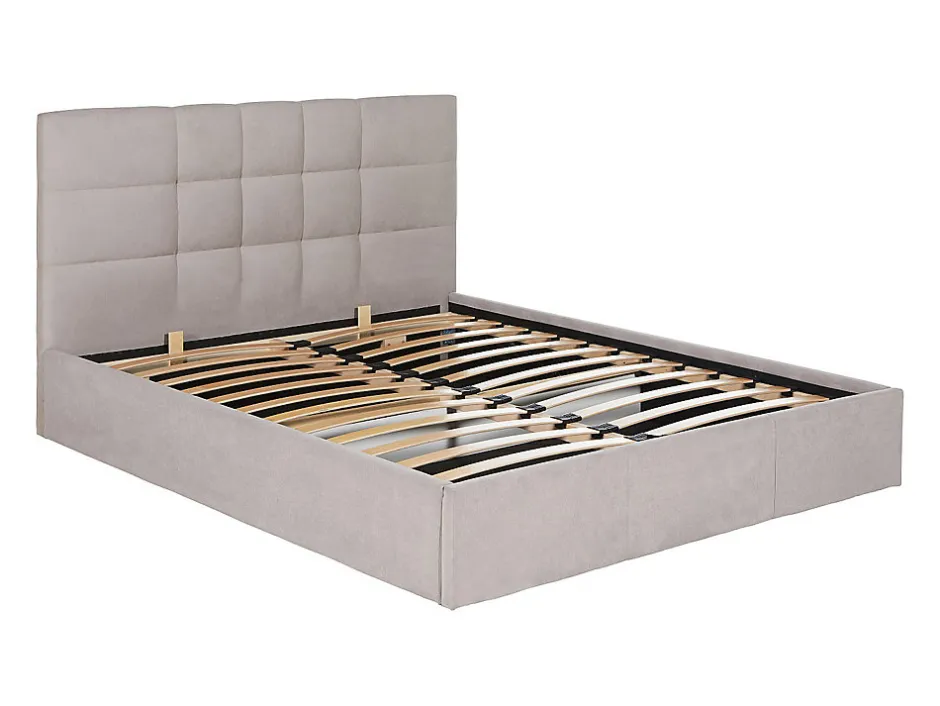 Vente-unique Lit coffre 180 x 200 cm - Tissu - Beige - ELIAVA