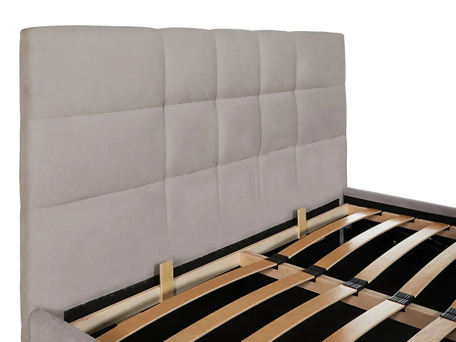 Vente-unique Lit coffre 180 x 200 cm - Tissu - Beige - ELIAVA
