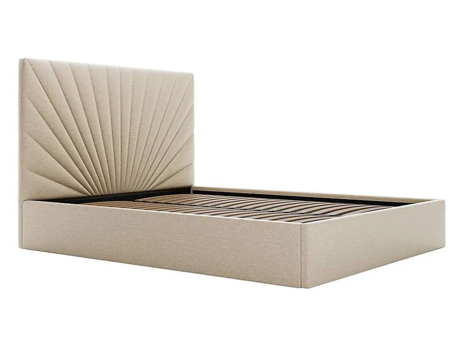 Vente-unique Lit coffre 180 x 200 cm - Tissu - Beige + Matelas - RILIODA