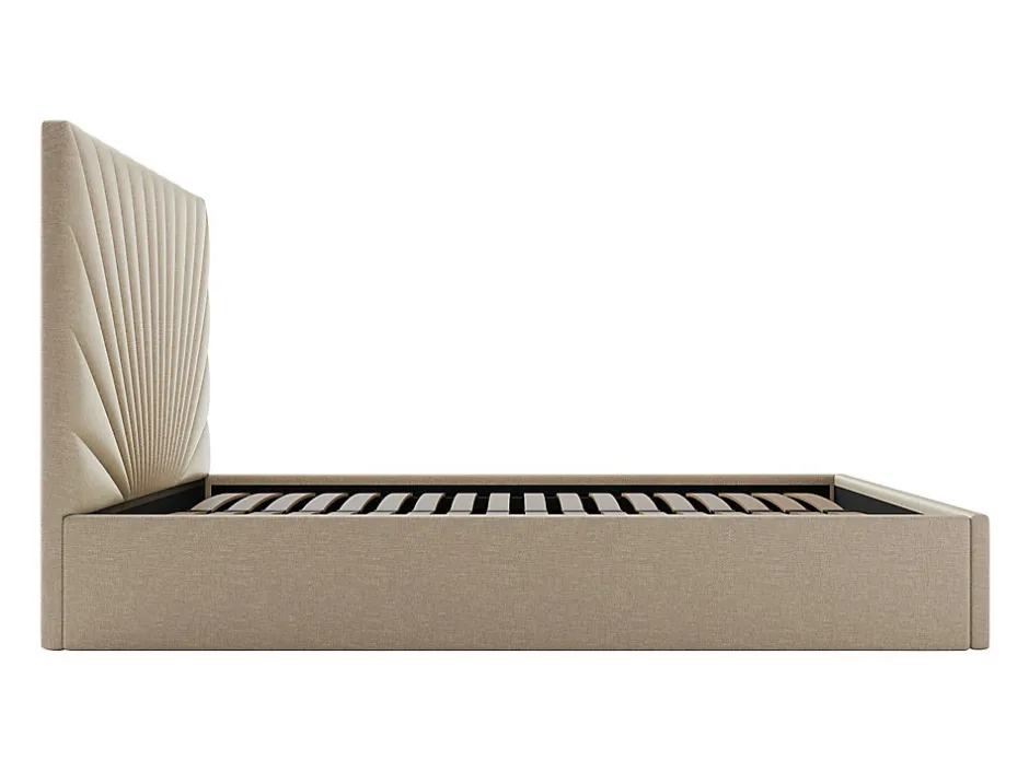 Vente-unique Lit coffre 180 x 200 cm - Tissu - Beige + Matelas - RILIODA