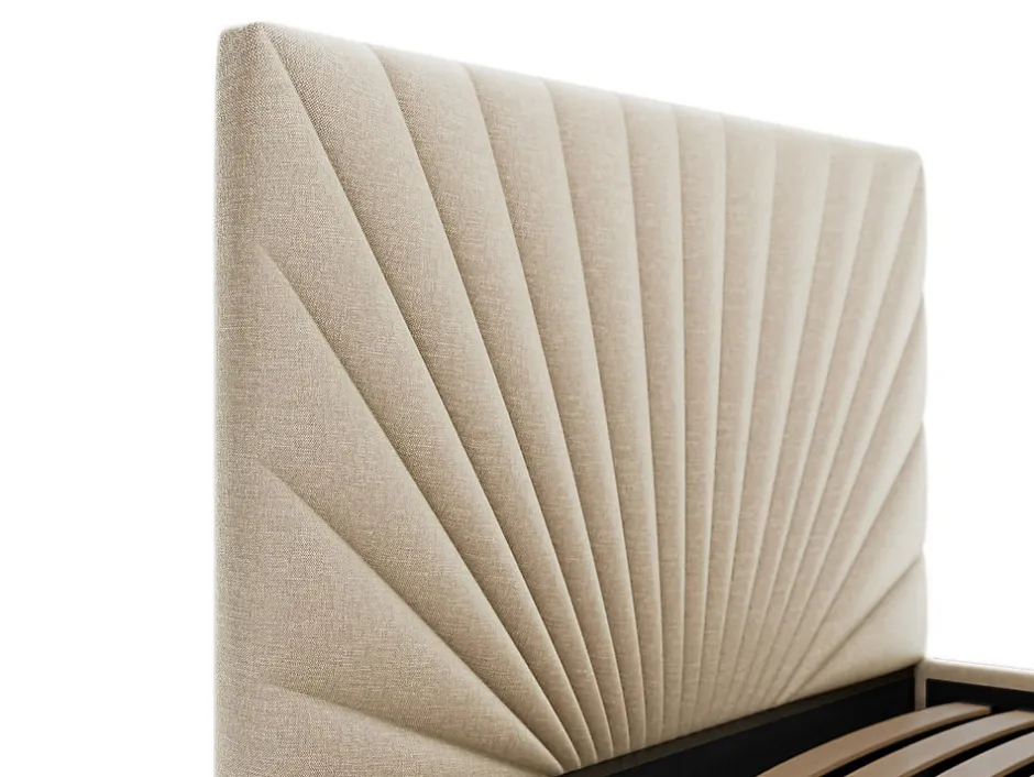 Vente-unique Lit coffre 180 x 200 cm - Tissu - Beige + Matelas - RILIODA