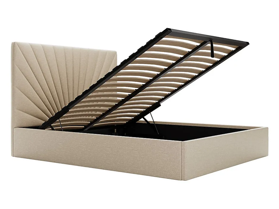 Vente-unique Lit coffre 180 x 200 cm - Tissu - Beige + Matelas - RILIODA