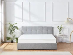 Vente-unique Lit coffre 180 x 200 cm - Tissu bouclette - Gris - MAZIRI
