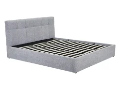 Vente-unique Lit coffre 180 x 200 cm - Tissu bouclette - Gris - MAZIRI