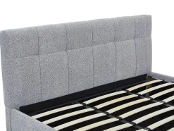 Vente-unique Lit coffre 180 x 200 cm - Tissu bouclette - Gris - MAZIRI