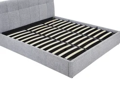 Vente-unique Lit coffre 180 x 200 cm - Tissu bouclette - Gris - MAZIRI