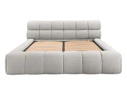 Vente-unique Lit coffre 160 x 200 cm - Tissu - Gris clair - FORVIK