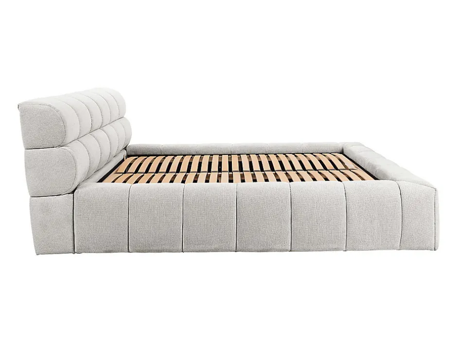 Vente-unique Lit coffre 160 x 200 cm - Tissu - Gris clair - FORVIK