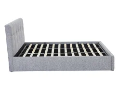 Vente-unique Lit coffre 180 x 200 cm - Tissu bouclette - Gris + Matelas - MAZIRI New