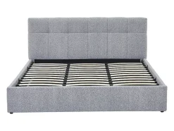 Vente-unique Lit coffre 180 x 200 cm - Tissu bouclette - Gris + Matelas - MAZIRI New
