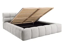 Vente-unique Lit coffre 180 x 200 cm - Tissu - Gris clair + Matelas - FORVIK Online