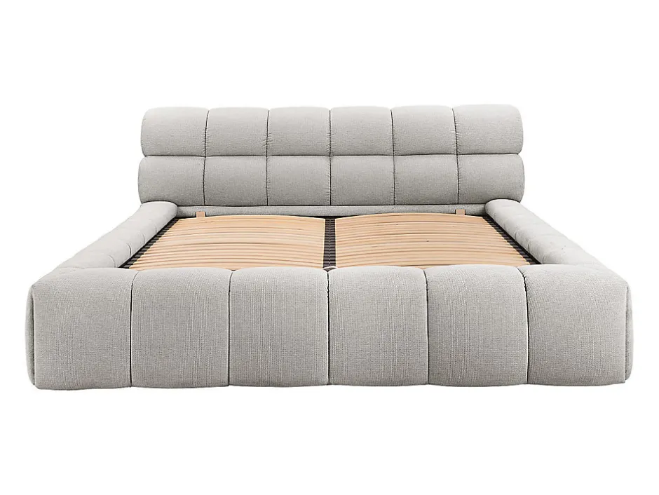 Vente-unique Lit coffre 180 x 200 cm - Tissu - Gris clair + Matelas - FORVIK Online