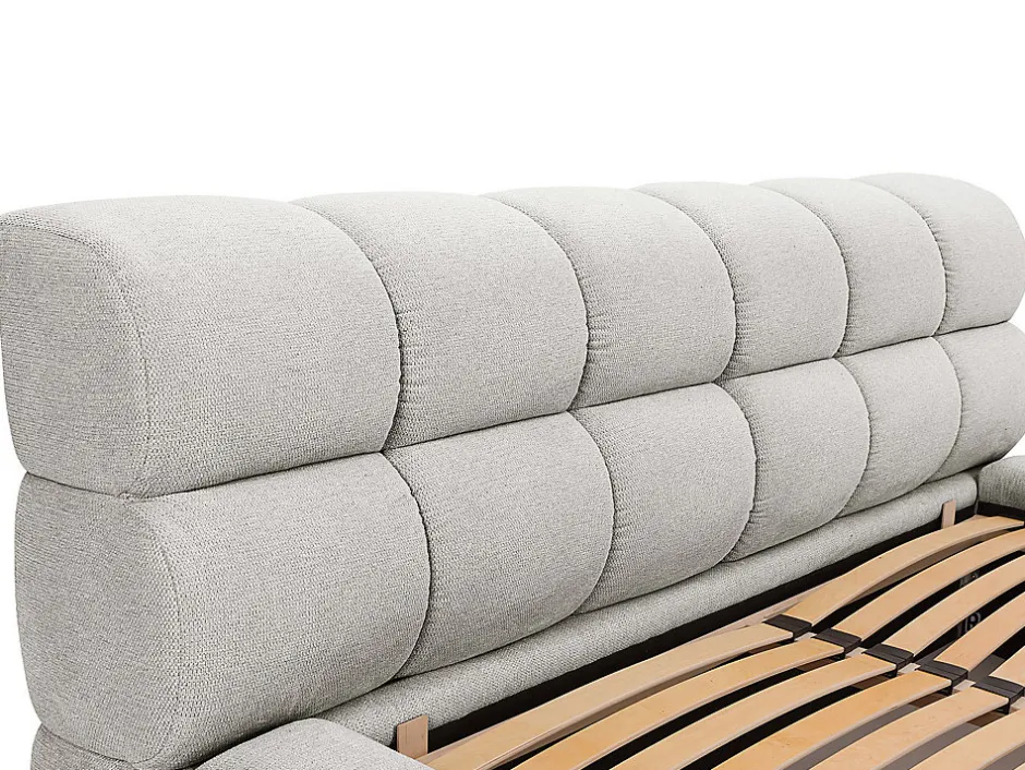 Vente-unique Lit coffre 180 x 200 cm - Tissu - Gris clair + Matelas - FORVIK Online