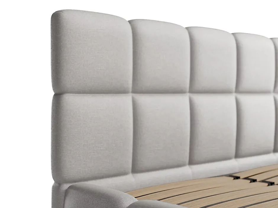 Vente-unique Lit coffre 180 x 200 cm - Tissu chiné - Gris clair - DAMADO II