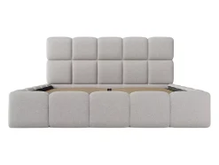Vente-unique Lit coffre 180 x 200 cm - Tissu chiné - Gris clair - DAMADO II