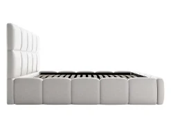 Vente-unique Lit coffre 180 x 200 cm - Tissu chiné - Gris clair - DAMADO II