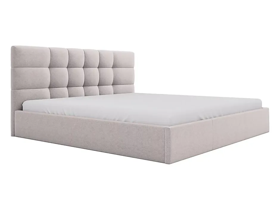 Vente-unique Lit coffre 200 x 200 cm - Tissu - Beige - ELIAVA Discount