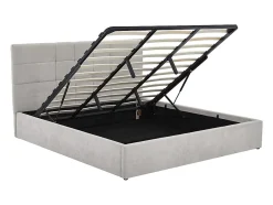 Vente-unique Lit coffre 180 x 200 cm - Tissu - Gris - HOPEYA Online