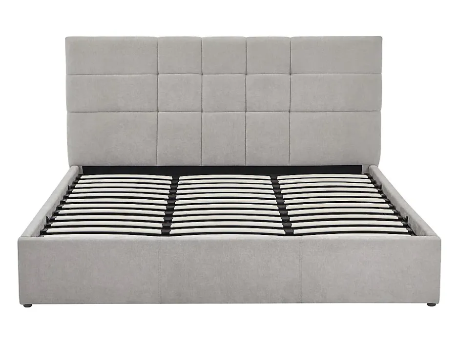 Vente-unique Lit coffre 180 x 200 cm - Tissu - Gris - HOPEYA Online