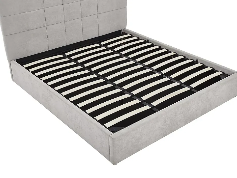 Vente-unique Lit coffre 180 x 200 cm - Tissu - Gris - HOPEYA Online