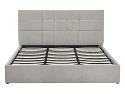 Vente-unique Lit coffre 180 x 200 cm - Tissu - Gris + Matelas - HOPEYA
