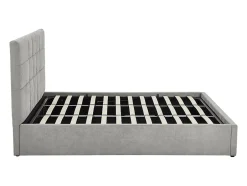 Vente-unique Lit coffre 180 x 200 cm - Tissu - Gris + Matelas - HOPEYA
