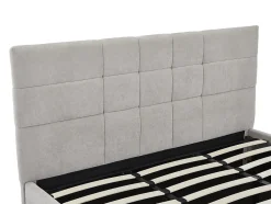 Vente-unique Lit coffre 180 x 200 cm - Tissu - Gris + Matelas - HOPEYA