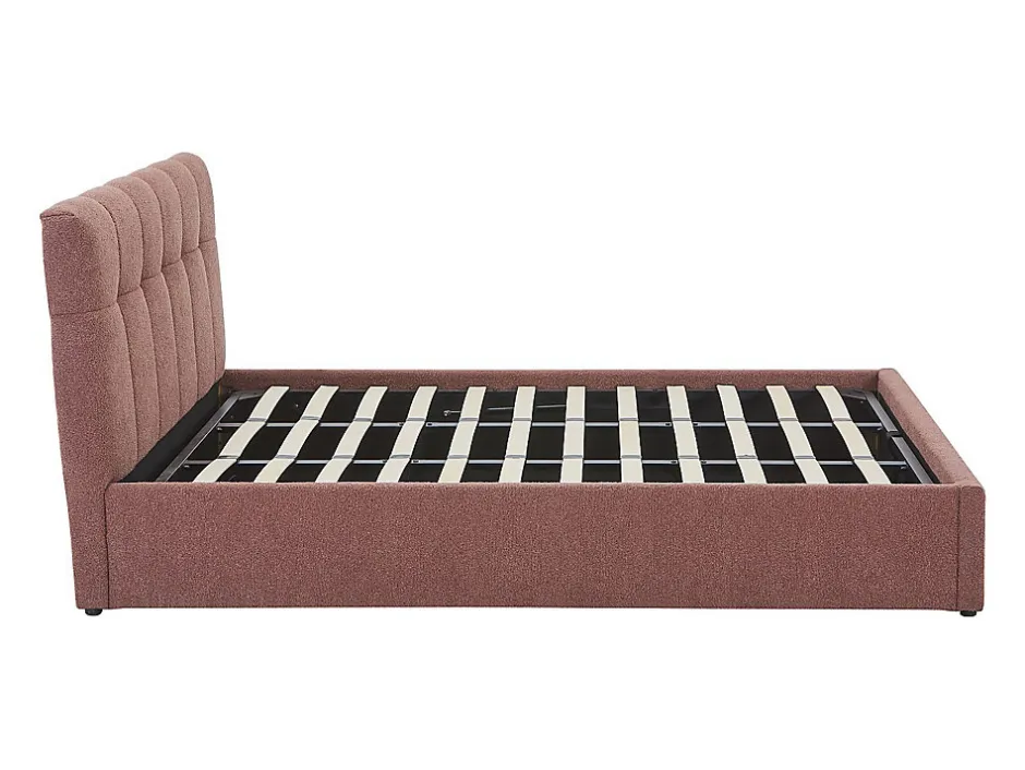 Vente-unique Lit coffre 180 x 200 cm - Tissu bouclette - Terracotta + Matelas - MAZIRI Online