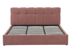 Vente-unique Lit coffre 180 x 200 cm - Tissu bouclette - Terracotta + Matelas - MAZIRI Online