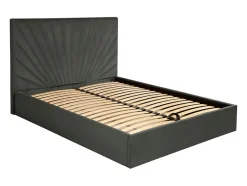Vente-unique Lit coffre 180 x 200 cm - Velours - Gris anthracite + Matelas - RILIODA