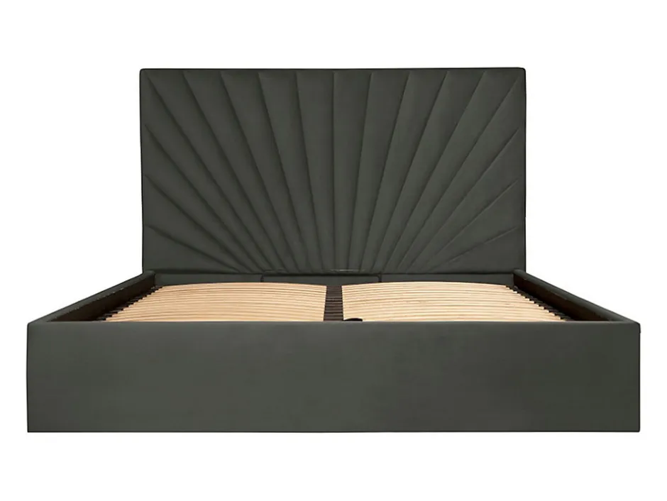 Vente-unique Lit coffre 180 x 200 cm - Velours - Gris anthracite + Matelas - RILIODA