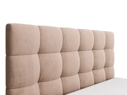 Vente-unique Lit coffre 200 x 200 cm - Velours - Beige - MIRDAL Outlet