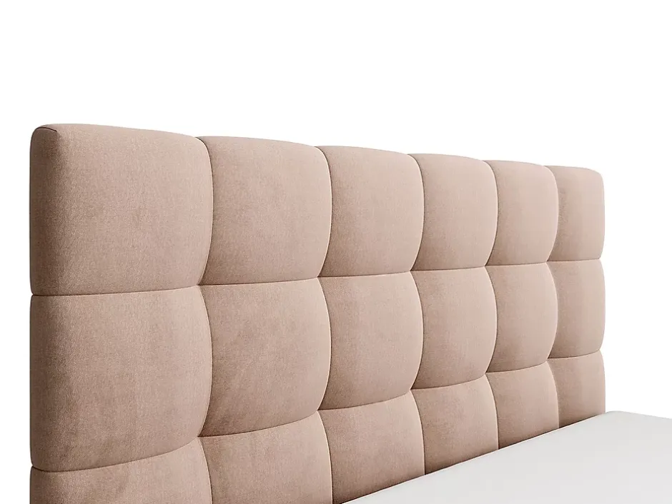 Vente-unique Lit coffre 200 x 200 cm - Velours - Beige - MIRDAL Outlet