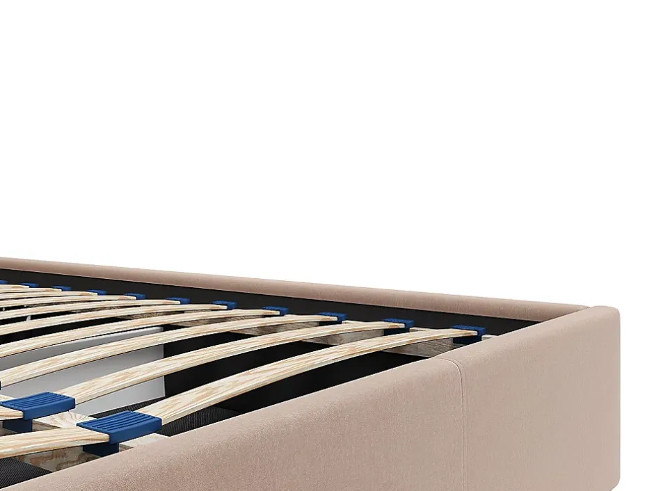 Vente-unique Lit coffre 200 x 200 cm - Velours - Beige - MIRDAL Outlet
