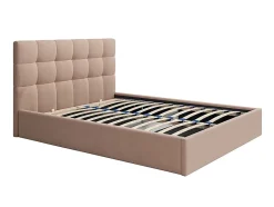 Vente-unique Lit coffre 200 x 200 cm - Velours - Beige - MIRDAL Outlet