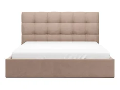 Vente-unique Lit coffre 200 x 200 cm - Velours - Beige - MIRDAL Outlet