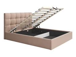 Vente-unique Lit coffre 200 x 200 cm - Velours - Beige - MIRDAL Outlet