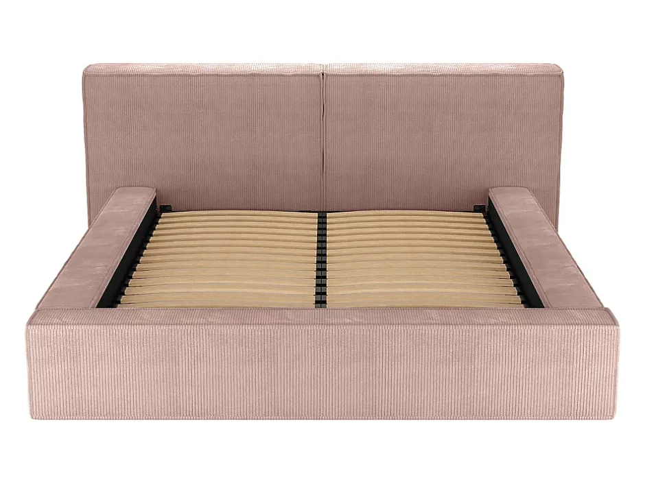 Vente-unique Lit coffre 180 x 200 cm - Velours côtelé - Rose - TIMANO New