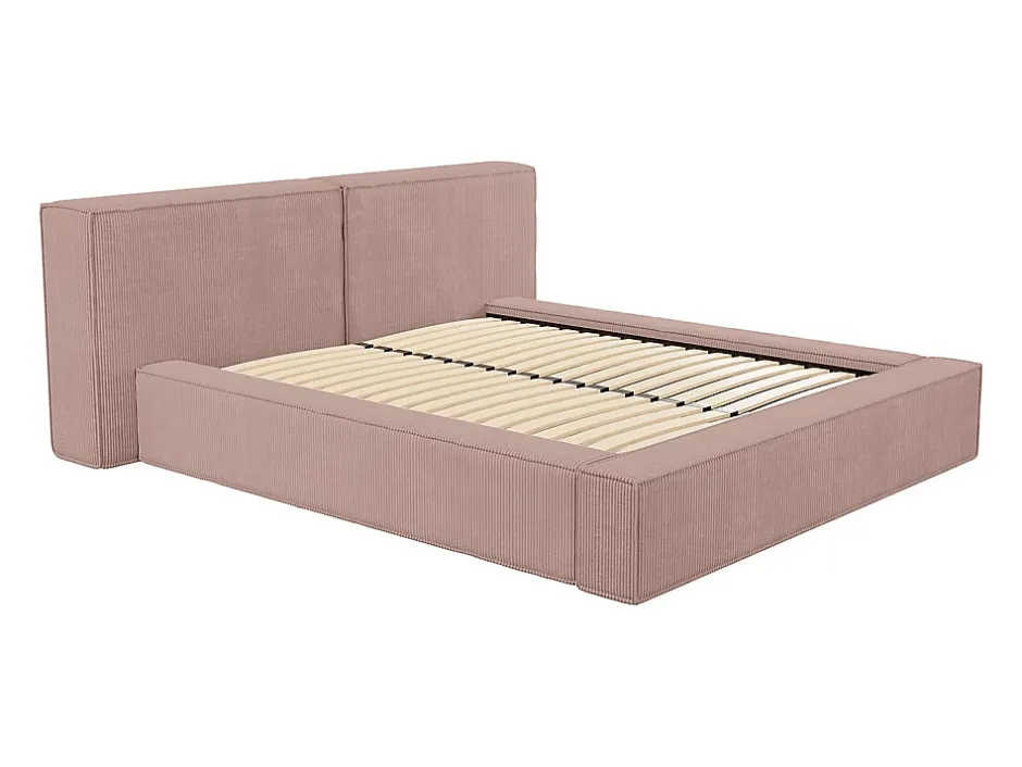 Vente-unique Lit coffre 180 x 200 cm - Velours côtelé - Rose - TIMANO New