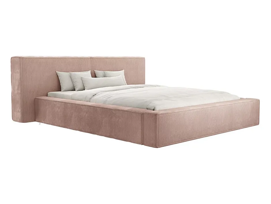 Vente-unique Lit coffre 180 x 200 cm - Velours côtelé - Rose - TIMANO New
