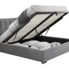 Vente-unique Lit coffre 160 x 200 cm avec tête de lit incurvée - Velours - Gris clair + Matelas - TEOMIS Outlet