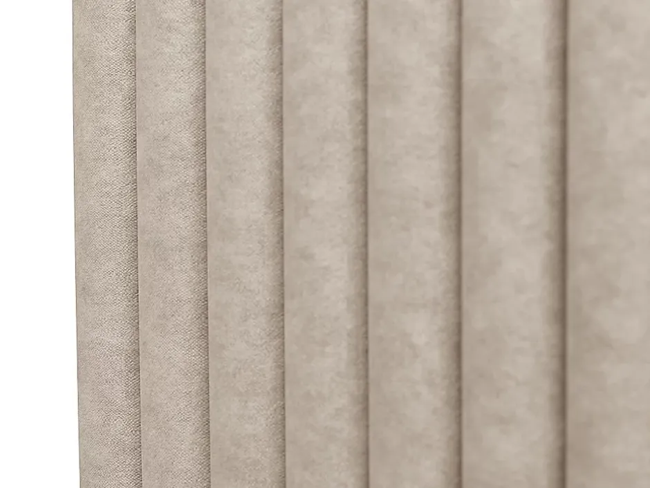 Vente-unique Lit coffre 160 x 200 cm avec tête de lit coutures verticales - Tissu - Taupe - SARAH II Outlet