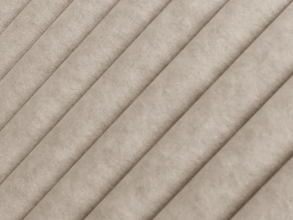 Vente-unique Lit coffre 160 x 200 cm avec tête de lit coutures verticales - Tissu - Taupe - SARAH II Outlet