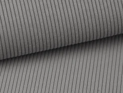 Vente-unique Lit coffre 140 x 190 cm avec tête de lit coutures verticales - Velours côtelé - Gris + Matelas - SARAH